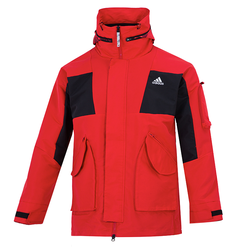 Adidas阿迪达斯夹克男装机能风红色运动服连帽外套HC0276