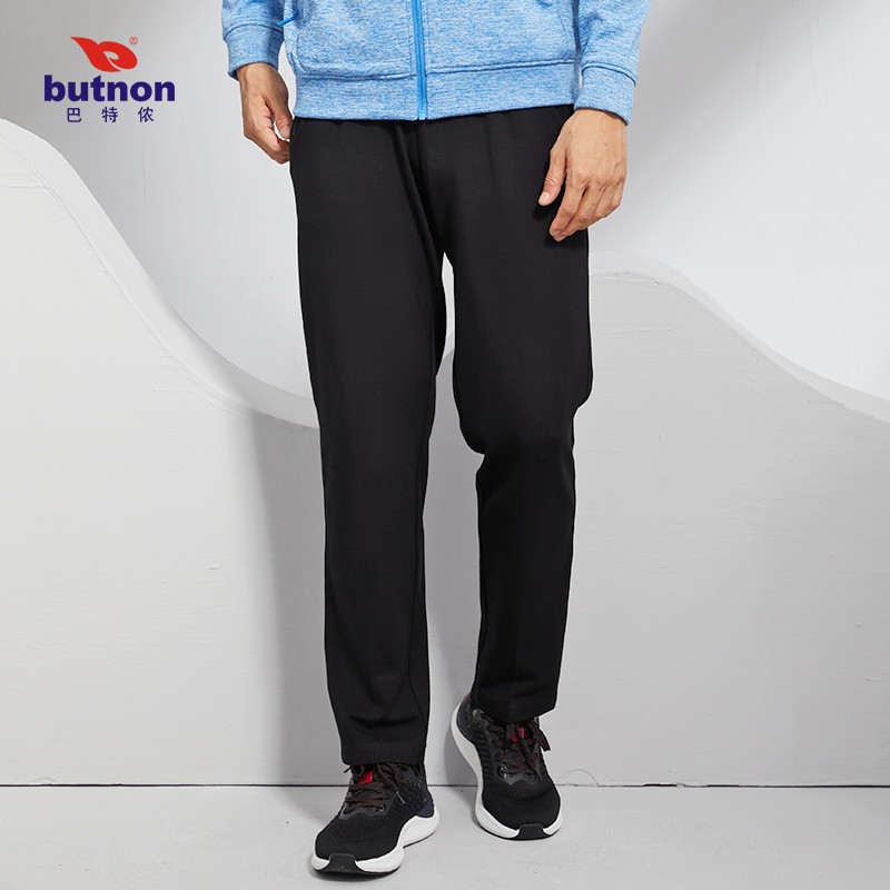 巴特侬butnon 秋冬季运动裤厚款保暖透气直筒针织长裤休闲 M1805-黑色