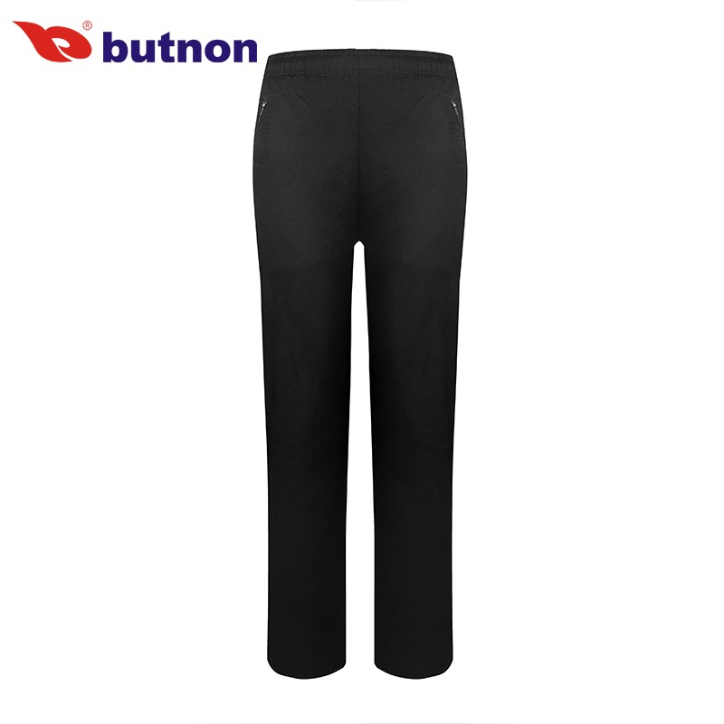 巴特侬 butnon 夏季新品运动裤女裤子直筒透气梭织运动长裤棉拉链口袋运动生活 W2258-黑色