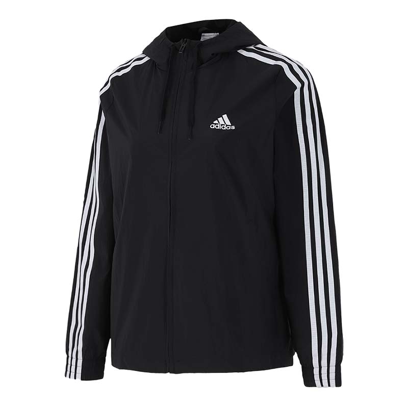 Adidas阿迪达斯女装三条纹运动服休闲连帽夹克外套GR9602