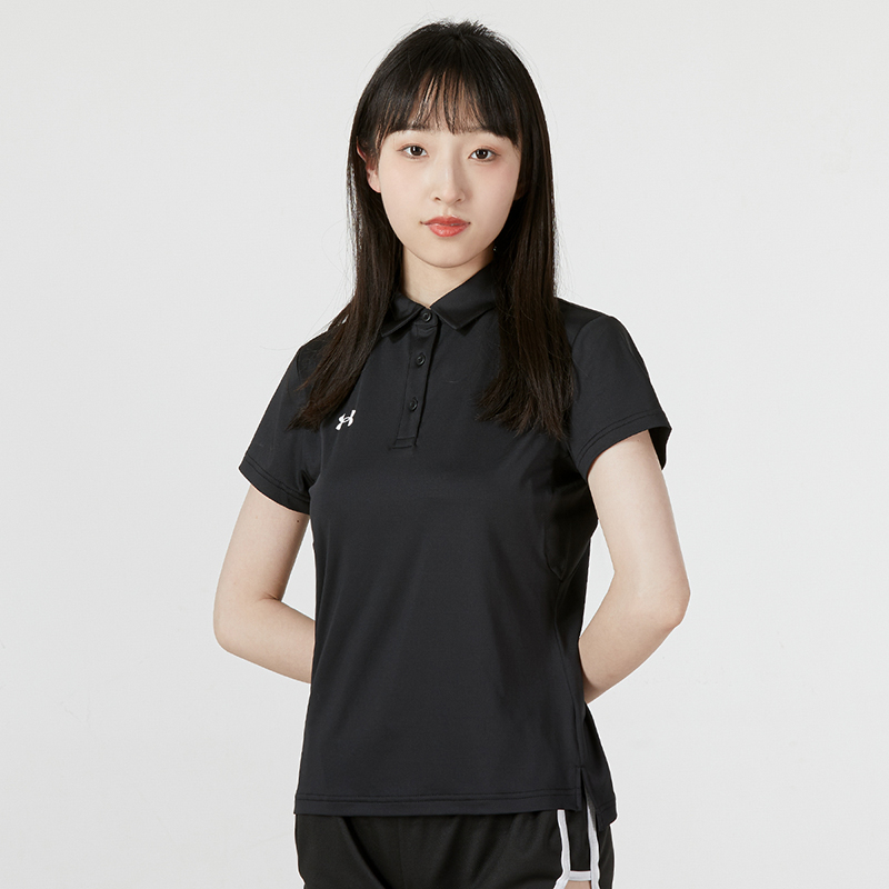 安德玛女装POLO衫 运动跑步健身训练服舒适透气短袖T恤上衣 22500525-001