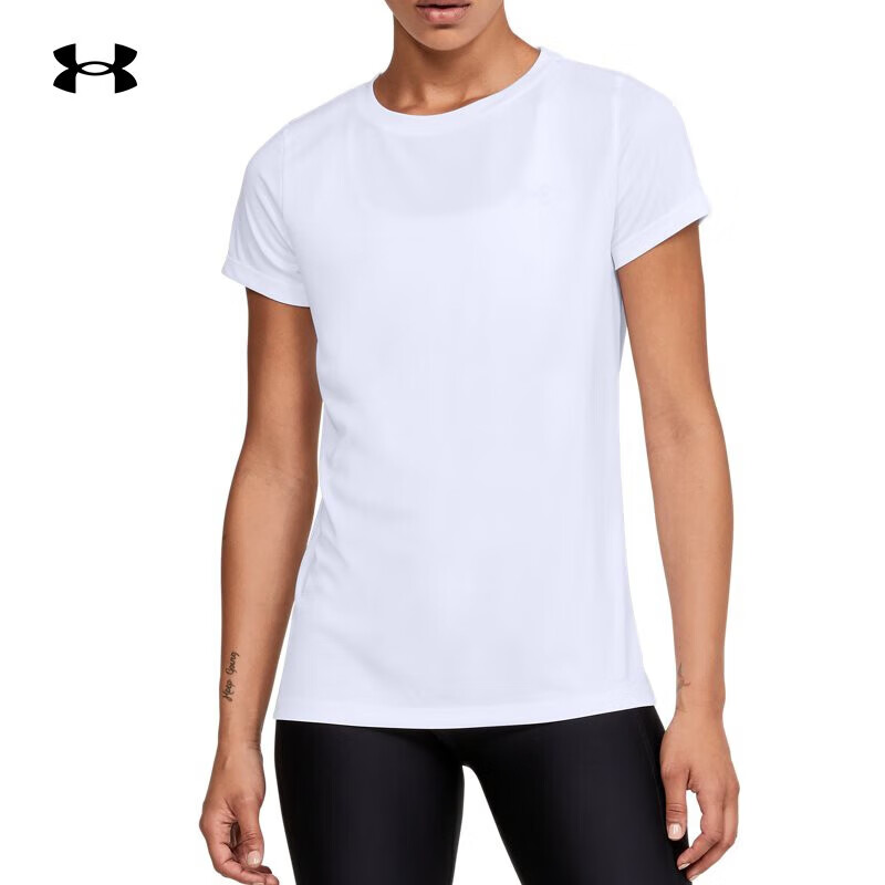 安德玛女子健身训练运动短袖轻便透气T恤 1298706-100