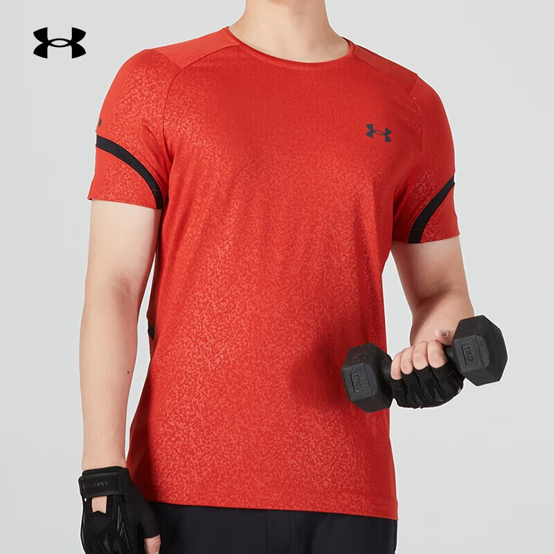安德玛运动短袖男子RUSH HeatGear训练跑步T恤衫健身服透气上衣男装 1366064-839