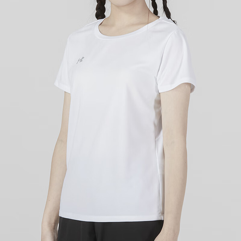 安德玛女2023运动服健身训练潮流时尚舒适透气圆领半袖短袖T恤 23500508-100
