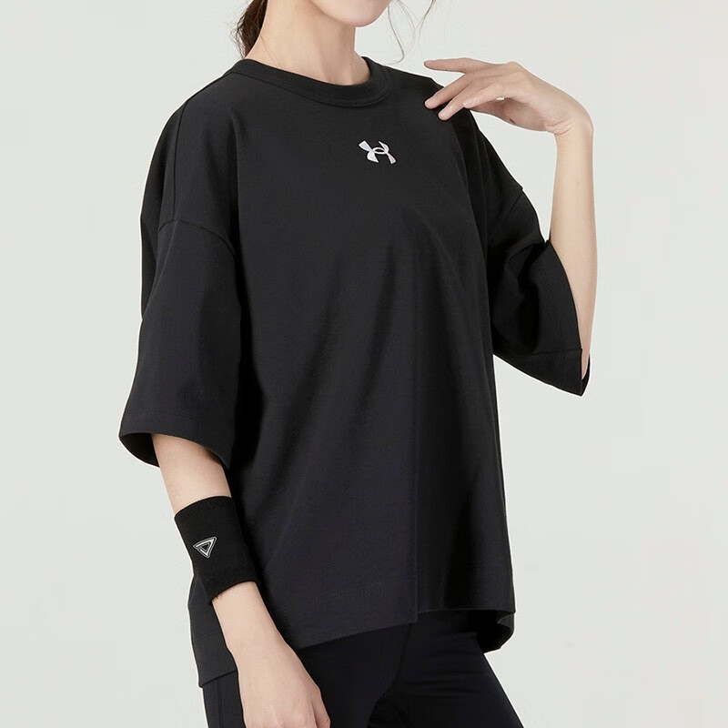 安德玛女装宽松运动服健身训练潮流时尚舒适透气圆领短袖T恤 1376554-001