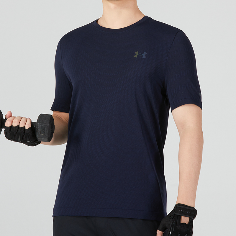 安德玛男装 跑步运动有氧健身篮球足球短袖T恤 1366150-410