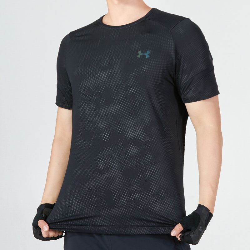 安德玛短袖男装 跑步健身运动服快干弹力透气圆领T恤男 1373701-001