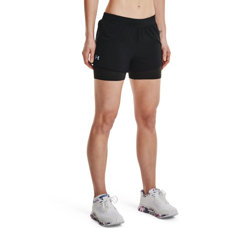安德玛女子二合一跑步运动梭织短裤1361582-001