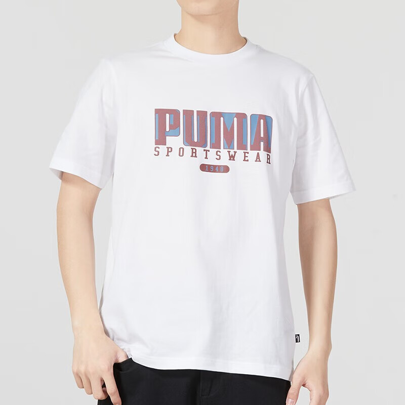 彪马（PUMA）男装T恤 2023春季新款健身训练运动服潮流时尚透气螺纹圆领短袖衫 676622-02