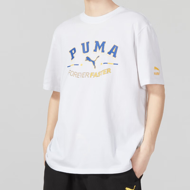 彪马（PUMA）短袖男装运动服健身训练LOGO印花透气圆领短袖T恤 622279-02