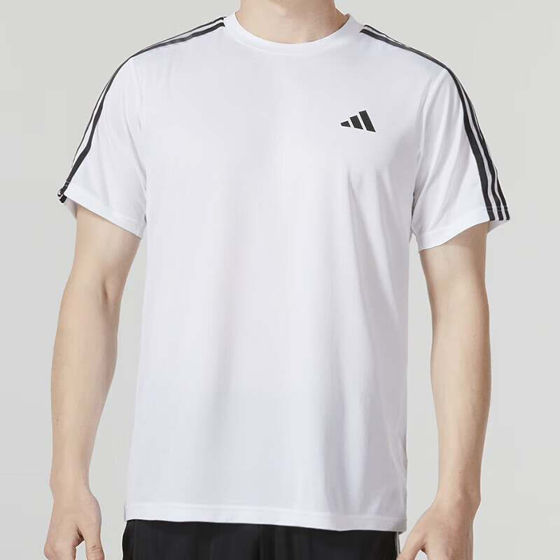 阿迪达斯 短袖T恤男装 运动服跑步训练透气圆领上衣 IB8151