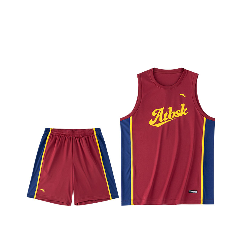 安踏速干套装丨男子篮球比赛球衣套吸湿速干无袖美式篮球服套装952321201