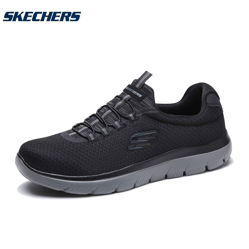 斯凯奇Skechers男子网面透气低帮简约舒适一脚穿休闲运动鞋户外健步鞋 52811-BKCC