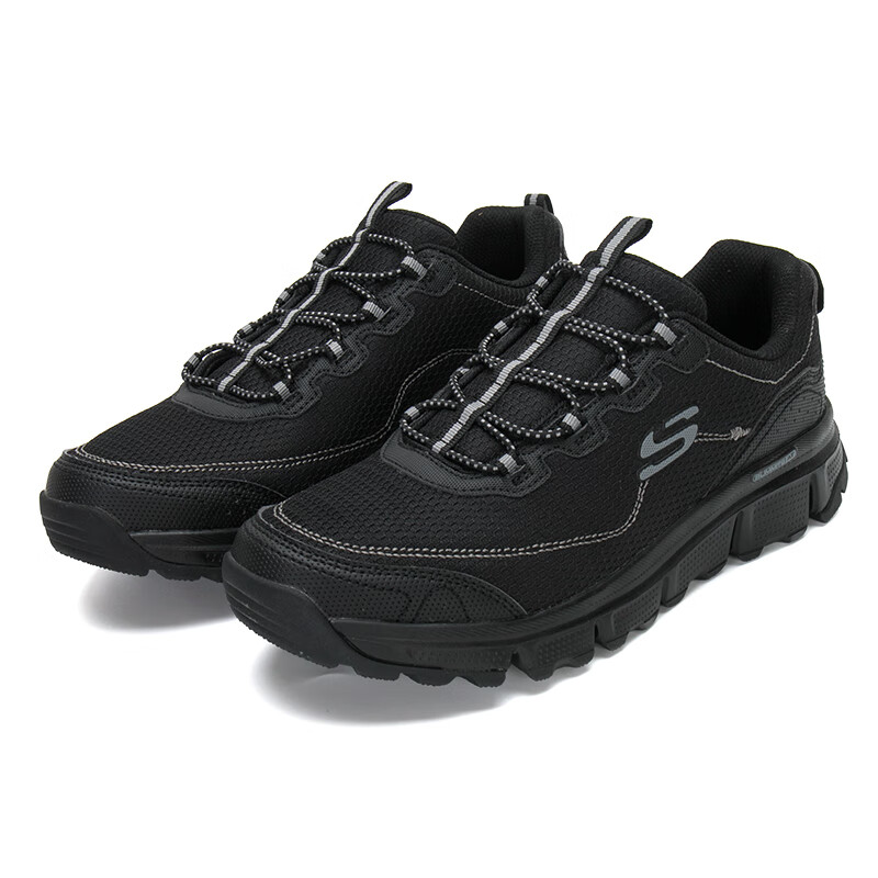 斯凯奇Skechers男鞋 2024冬季新款运动鞋户外登山鞋露营通勤徒步鞋轻便休闲鞋 237704-BBK
