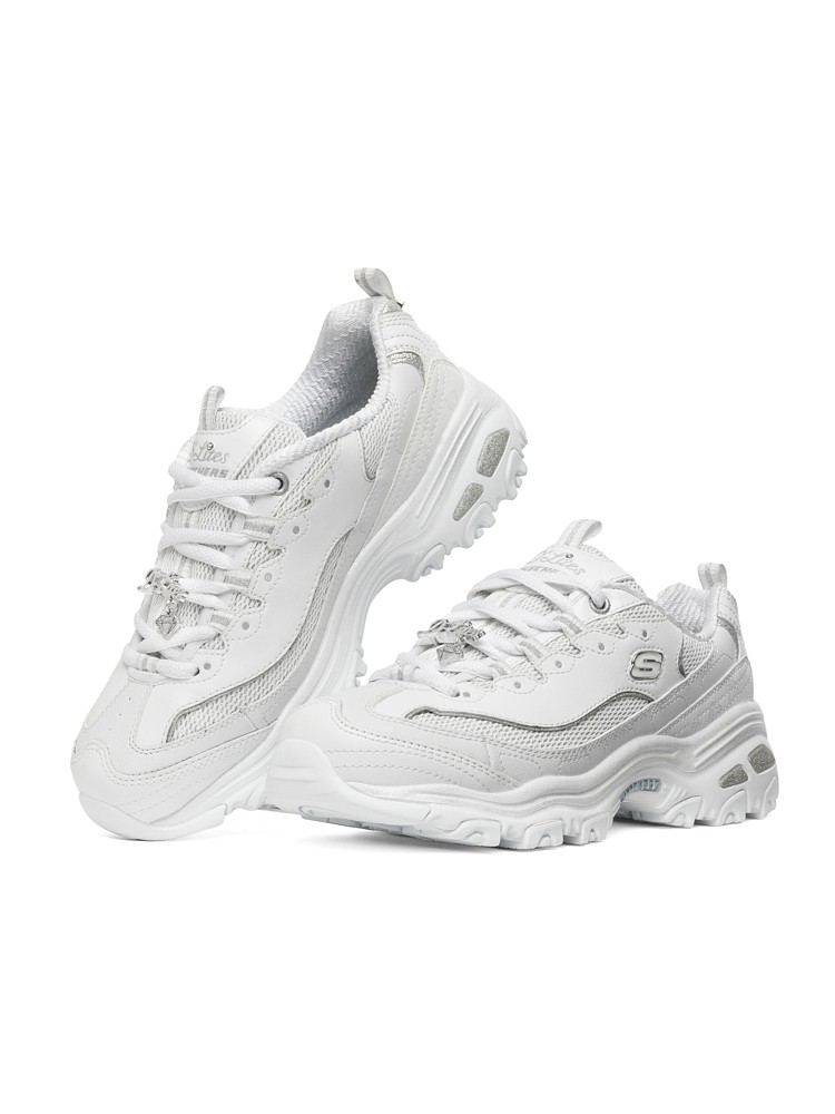 斯凯奇Skechers经典复古钻石熊猫鞋休闲鞋女士厚底增高小白鞋 12241-WSL