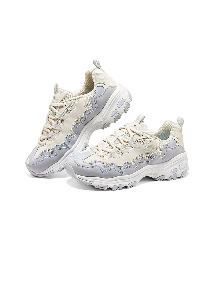 斯凯奇Skechers秋季女子黑白拼色老爹鞋休闲高回弹运动鞋 149792-WPW