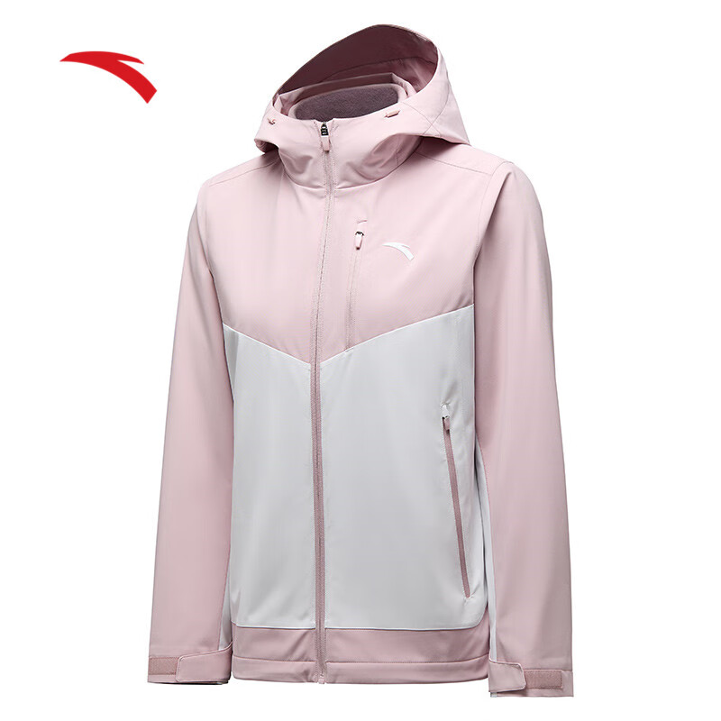 安踏户外抓绒外套女防风撞色登山跑步运动服 462440208