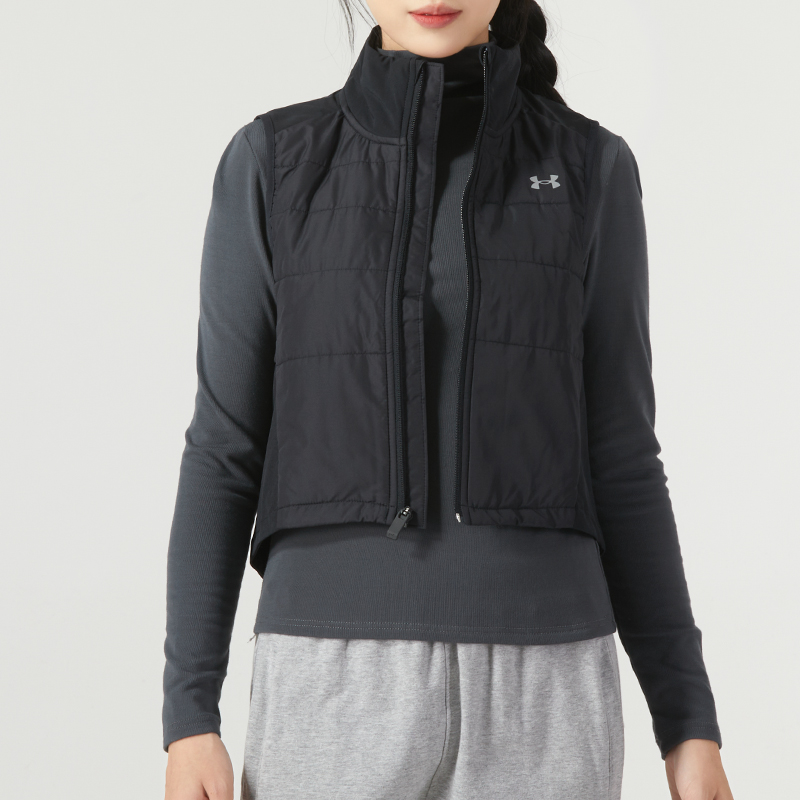 UA安德玛背心女装运动服户外上衣休闲保暖棉马甲1378502-001