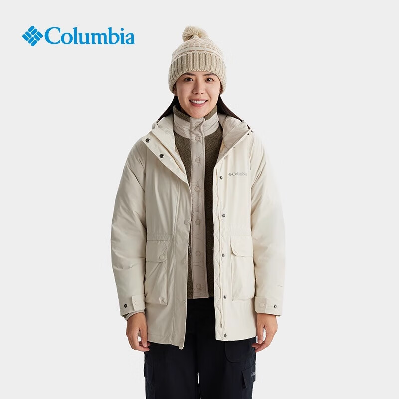 哥伦比亚（Columbia）2024秋冬新款户外女防水防风鹅绒保暖连帽羽绒服XR1085 191