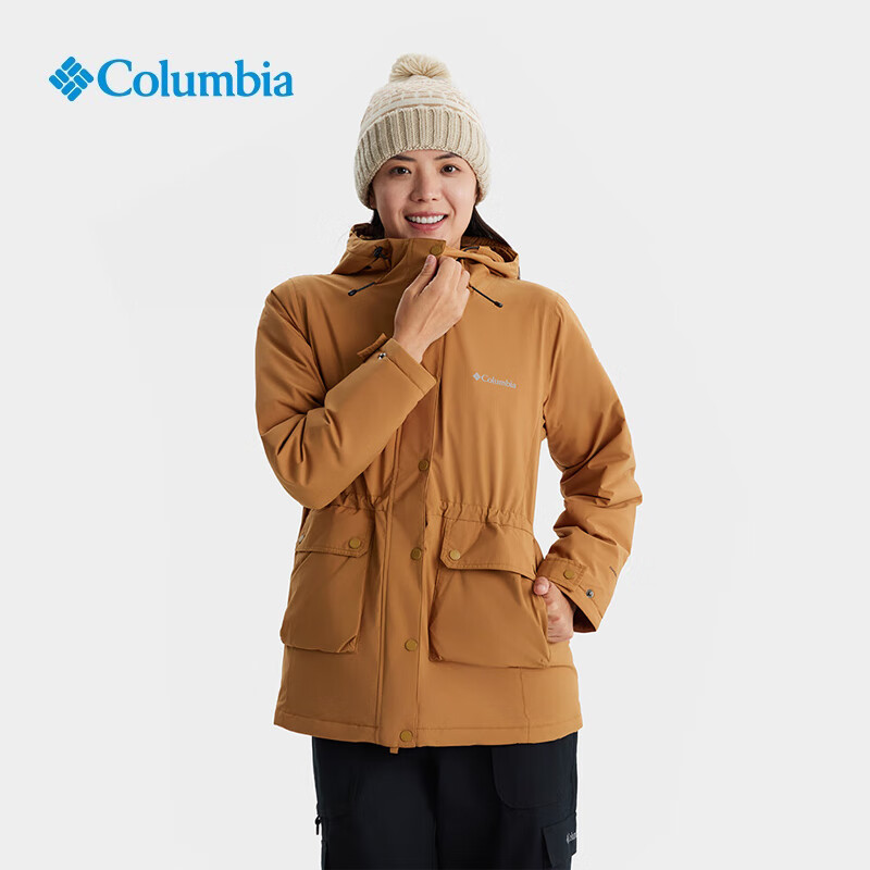 哥伦比亚（Columbia）2024秋冬新款户外女防水防风鹅绒保暖连帽羽绒服XR1085 224