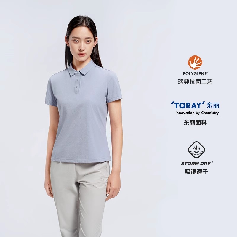 伯希和户外polo衫女25新款防晒速干短袖上衣抗菌吸汗运动半袖内搭125215008